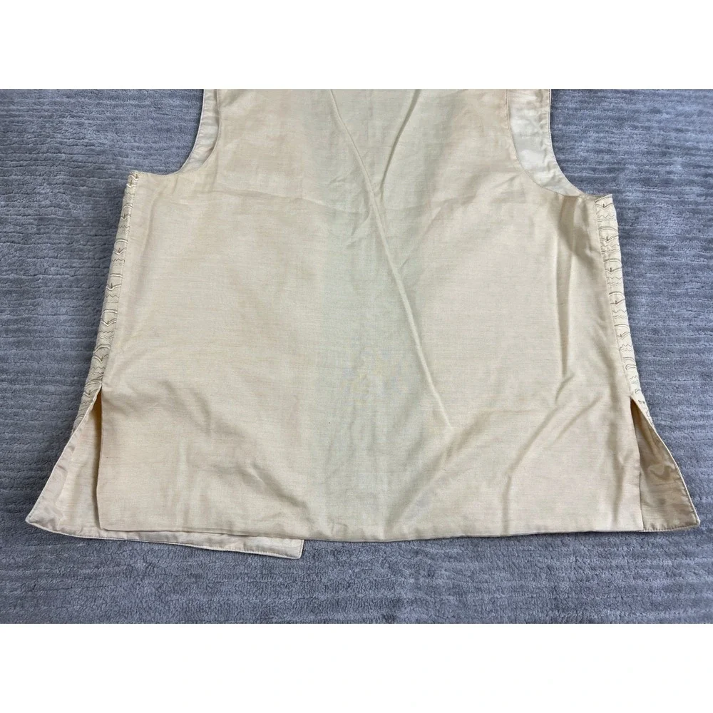 Unbranded Vest Womens 40 Cream Embroidered Wave Open Front Boho Raw Silk Style‎